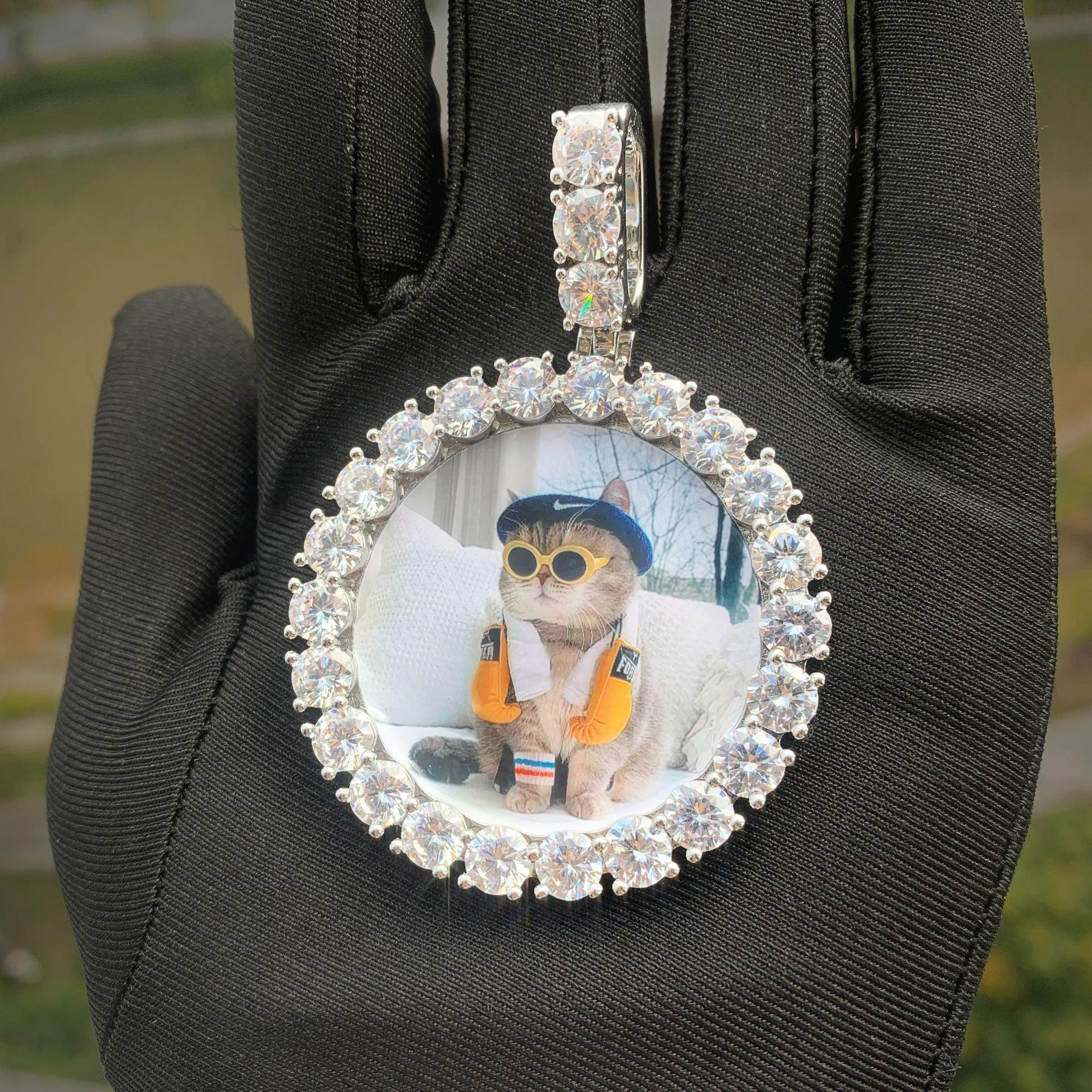 Custom Photo Pendant Necklace | Solid CZ Iced Out Hip Hop DIY Picture Jewelry - CaratixJewelry